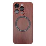 For iPhone 13 Pro Skin Feel Wood Texture MagSafe Magnetic Phone Case (Red)