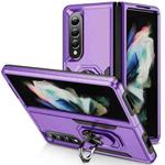 For Samsung Galaxy Z Fold4 PC + TPU Shockproof All Inclusive Phone Case with Holder(Purple+Black)