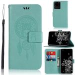 For Galaxy S20 Ultra Wind Chime Owl Embossing Pattern Horizontal Flip Leather Case with Holder & Card Slots & Wallet(Green)