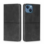 For iPhone 14 Plus Cow Texture Magnetic Leather Phone Case (Black)