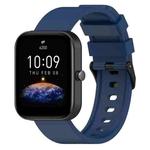 For Amazfit Bip 3 20mm Step Silicone Strap Stainless Steel Black Buckle(Royal Blue)