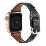 T-shaped Genuine Leather Starry Sky Watch Band For Apple Watch Ultra 49mm&Watch Ultra 2 49mm / Series 9&8&7 45mm / SE 3&SE 2&6&SE&5&4 44mm / 3&2&1 42mm(Black and Gold Buckle)