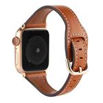 T-shaped Genuine Leather Starry Sky Watch Band For Apple Watch Ultra 49mm&Watch Ultra 2 49mm / Series 9&8&7 45mm / SE 3&SE 2&6&SE&5&4 44mm / 3&2&1 42mm(Bown and Gold Buckle)