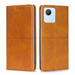 For Realme C30 4G/Narzo 50i Prime Cow Texture Magnetic Leather Phone Case(Light Brown)