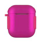 2 in 1 Matte Texture Contrast Color PC + TPU Earphone Case For AirPods 2 / 1(Fuchsia)