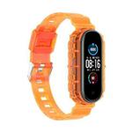 For Xiaomi Mi Band 5/6/7 Universal TPU Integrated Watch Band(Transparent Orange)