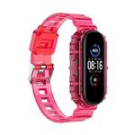 For Xiaomi Mi Band 5/6/7 Universal TPU Integrated Watch Band(Transparent Rose Red)