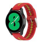 For Samsung Galaxy Watch 5 40mm 20mm Colorful Hole Silicone Watch Band(Red Green)