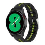 For Samsung Galaxy Watch 5 Pro 45mm 20mm Colorful Hole Silicone Watch Band(Black Lime)