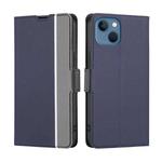 For iPhone 14 Twill Texture Side Button Leather Phone Case (Blue)