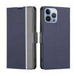 For iPhone 14 Pro Twill Texture Side Button Leather Phone Case(Blue)