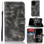 For Galaxy S20 Ultra Retro Copper Button Crazy Horse Horizontal Flip PU Leather Case with Holder & Card Slots & Wallet & Lanyard(Grey)