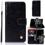 For Galaxy S20 Ultra Retro Copper Button Crazy Horse Horizontal Flip PU Leather Case with Holder & Card Slots & Wallet & Lanyard(Black)