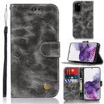 For Galaxy S20 Retro Copper Button Crazy Horse Horizontal Flip PU Leather Case with Holder & Card Slots & Wallet & Lanyard(Grey)