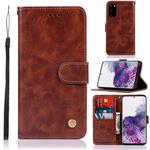 For Galaxy S20 Retro Copper Button Crazy Horse Horizontal Flip PU Leather Case with Holder & Card Slots & Wallet & Lanyard(Brown)