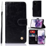 For Galaxy S20 Retro Copper Button Crazy Horse Horizontal Flip PU Leather Case with Holder & Card Slots & Wallet & Lanyard(Black)