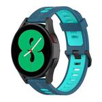 For Samsung Galaxy Watch 5 Pro 45mm 20mm Two-color Stripe Silicone Watch Band(Teal+Blue)