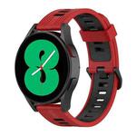 For Samsung Galaxy Watch 5 Pro 45mm 20mm Two-color Stripe Silicone Watch Band(Red Black)
