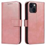 For iPhone 14 Calf Texture Buckle Flip Leather Phone Case (Rose Gold)