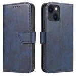 For iPhone 14 Plus Calf Texture Buckle Flip Leather Phone Case (Blue)