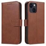 For iPhone 14 Plus Calf Texture Buckle Flip Leather Phone Case (Brown)