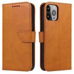 For iPhone 14 Pro Max Calf Texture Buckle Flip Leather Phone Case (Khaki)