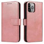 For iPhone 14 Pro Max Calf Texture Buckle Flip Leather Phone Case (Rose Gold)