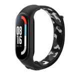 For Xiaomi Mi Band 5/6/7 Nylon Loop Integrated Camo Woven Strap(Black Camouflage)