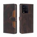 For vivo iQOO 10 Skin Feel Magnetic Buckle Leather Phone Case(Brown)