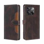 For OnePlus 10T Skin Feel Magnetic Buckle Leather Phone Case(Brown)