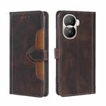 For Honor X40i Skin Feel Magnetic Buckle Leather Phone Case(Brown)