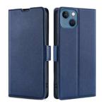 Ultra-thin Voltage Side Buckle Leather Phone Case For iPhone 14 Plus(Blue)