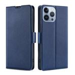 For iPhone 14 Pro Max Ultra-thin Voltage Side Buckle Leather Phone Case (Blue)