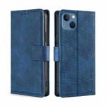 For iPhone 14 Skin Feel Crocodile Magnetic Clasp Leather Phone Case (Blue)