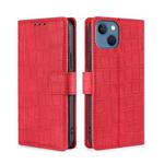 For iPhone 14 Skin Feel Crocodile Magnetic Clasp Leather Phone Case (Red)