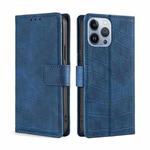 For iPhone 14 Pro Max Skin Feel Crocodile Magnetic Clasp Leather Phone Case (Blue)