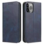 For iPhone 14 Pro Calf Texture Magnetic Flip Leather Phone Case(Blue)