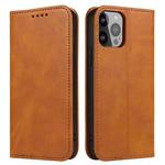 Calf Texture Magnetic Flip Leather Phone Case For iPhone 14 Pro(Khaki)