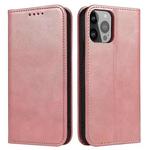 Calf Texture Magnetic Flip Leather Phone Case For iPhone 14 Pro(Rose Gold)