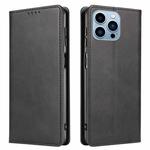 For iPhone 14 Pro Max Calf Texture Magnetic Flip Leather Phone Case (Black)