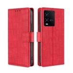 For vivo iQOO 10 Skin Feel Crocodile Magnetic Clasp Leather Phone Case(Red)