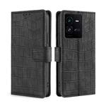 For vivo iQOO 10 Pro 5G Skin Feel Crocodile Magnetic Clasp Leather Phone Case(Black)