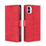 For Nothing Phone 1 Skin Feel Crocodile Magnetic Clasp Leather Phone Case(Red)