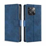 For OnePlus 10T Skin Feel Crocodile Magnetic Clasp Leather Phone Case(Blue)