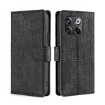 For OnePlus 10T Skin Feel Crocodile Magnetic Clasp Leather Phone Case(Black)