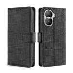 For Honor X40i Skin Feel Crocodile Magnetic Clasp Leather Phone Case(Black)