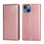 For iPhone 14 Gloss Oil Solid Color Magnetic Leather Phone Case (Rose Gold)