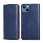 For iPhone 14 Plus Gloss Oil Solid Color Magnetic Leather Phone Case (Blue)