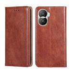 For Honor X40i Gloss Oil Solid Color Magnetic Leather Phone Case(Brown)