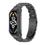 For Xiaomi Mi Band 7 / 7 NFC MIJOBS Stainless Steel Watch Band, Style:TF2 Tri-Bead(Black)